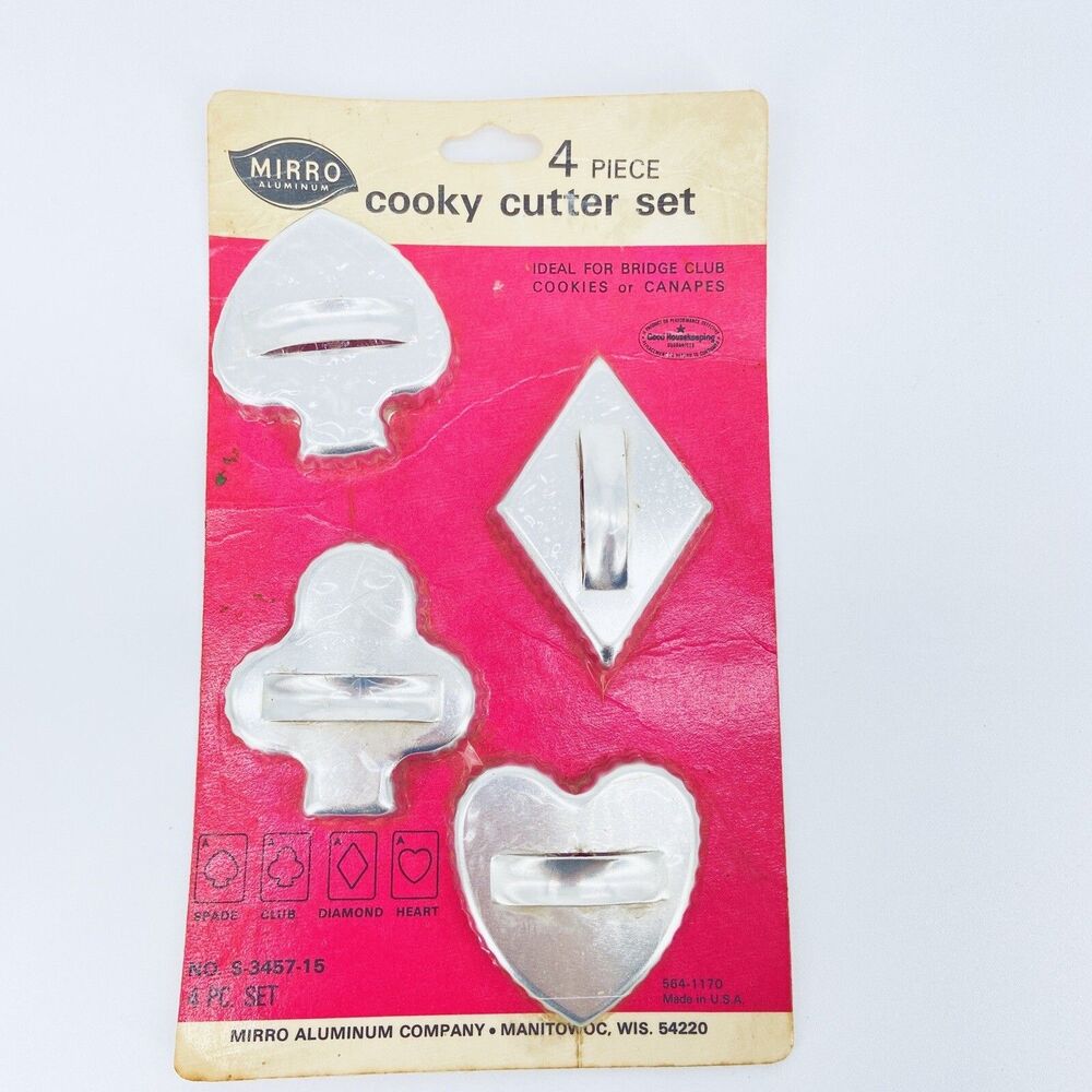 Vintage MIRRO Cookie Cutters Playing Card Suits Poker Club Diamond Heart Spade